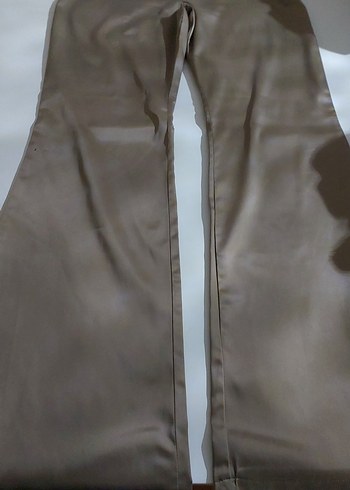 Kadın Bej Pilili Saten Pantolon - Görsel 2