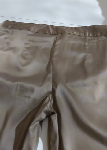 Kadın Bej Pilili Saten Pantolon - Görsel 4