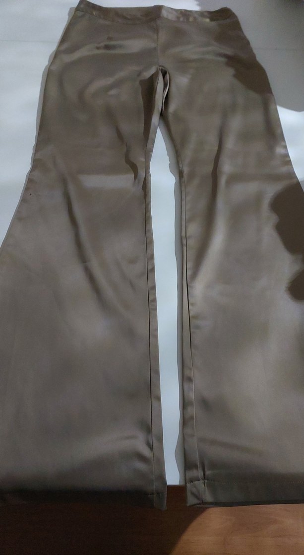 Kadın Bej Pilili Saten Pantolon - Görsel 2