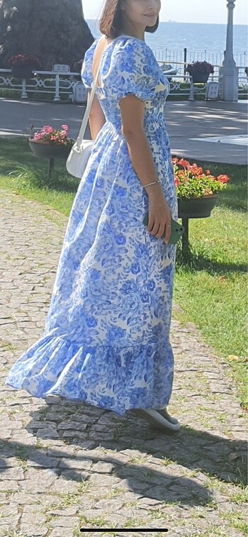 Koton mavi uzun elbise