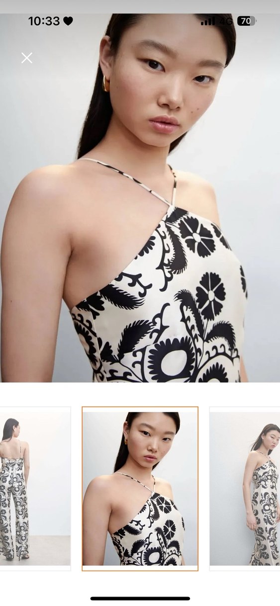 Kadın Straplez Midi Desenli Tulum - Görsel 5