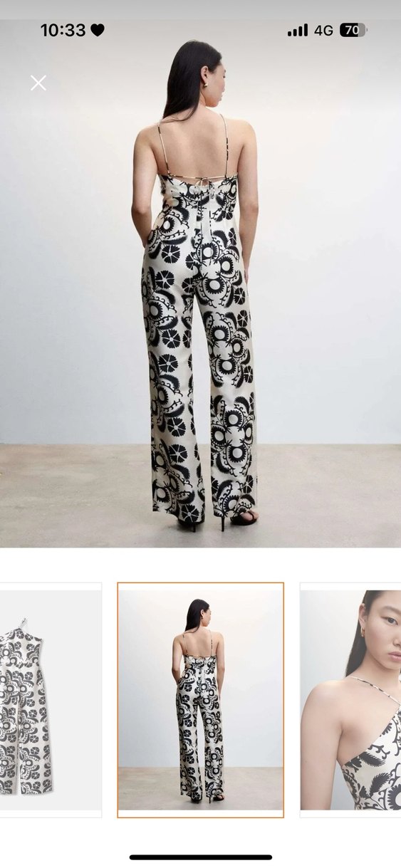 Kadın Straplez Midi Desenli Tulum - Görsel 4