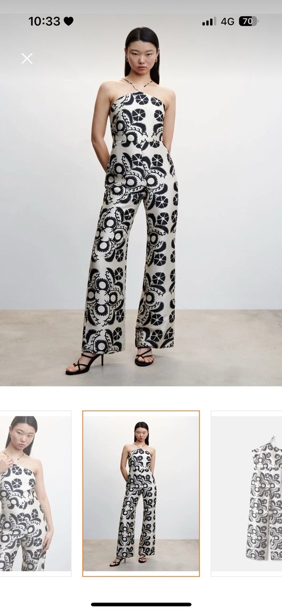 Kadın Straplez Midi Desenli Tulum - Görsel 2