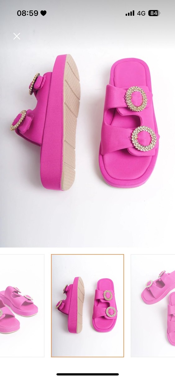 Pembe Platform Topuklu Tokalı Kadın Terlik - Görsel 2