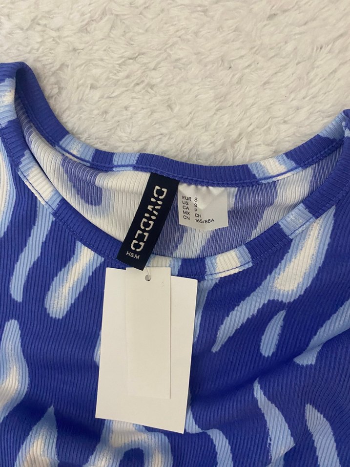 Mavi Uzun Kollu Bağlama Desenli Elbise - Görsel 3