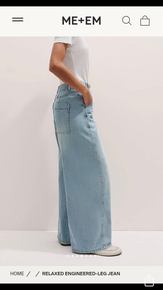 Mavi Bol Kesim Midi Denim Pantolon - Görsel 2