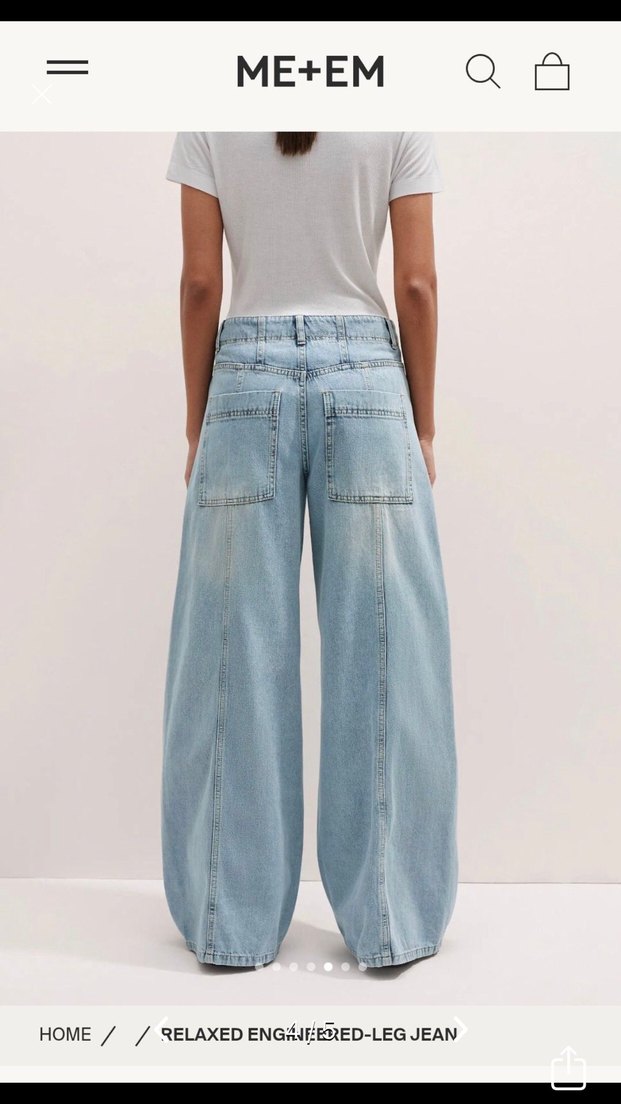 Mavi Bol Kesim Midi Denim Pantolon - Görsel 3