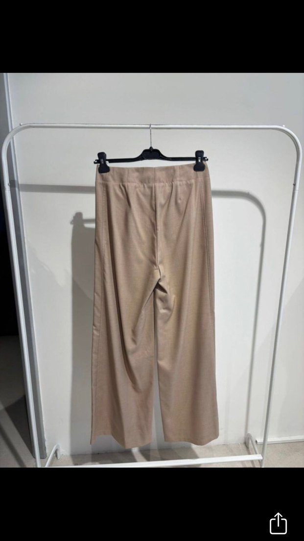 Düğmeli Bej Kadın Kumaş Pantolon - Görsel 4