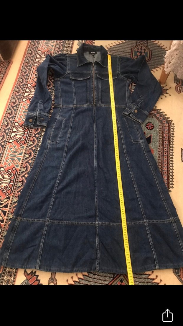 Orjinal ME-EM  Koyu Mavi Kadın Kot Elbise - Görsel 3