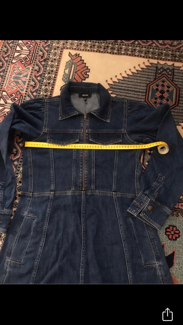 Orjinal ME-EM  Koyu Mavi Kadın Kot Elbise - Görsel 2