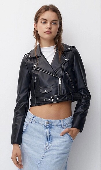 Pull & Bear crop deri ceket
