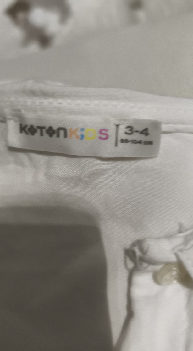 Nakışlı Beyaz Kız Keten Gömlek - Görsel 2