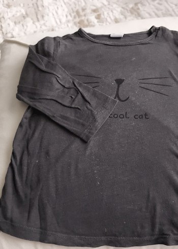 Kız Çocuk Siyah Uzun Kollu Baskılı Tişört - Görsel 2