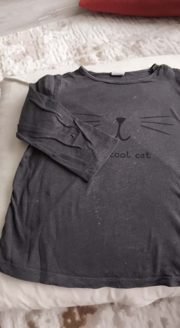 Kız Çocuk Siyah Uzun Kollu Baskılı Tişört - Görsel 2