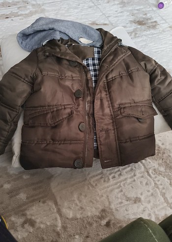 Kahverengi Erkek Çocuk Düğmeli Mont - Görsel 4