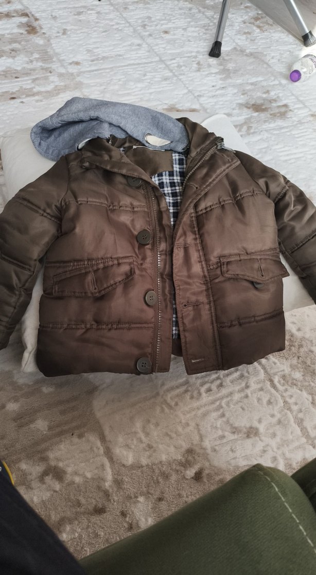 Kahverengi Erkek Çocuk Düğmeli Mont - Görsel 4