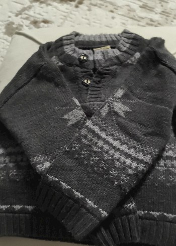 Gri Erkek Çocuk Triko Kazak - Görsel 3