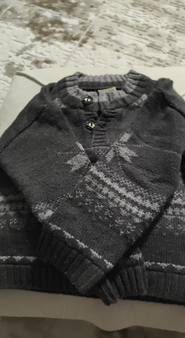 Gri Erkek Çocuk Triko Kazak - Görsel 3