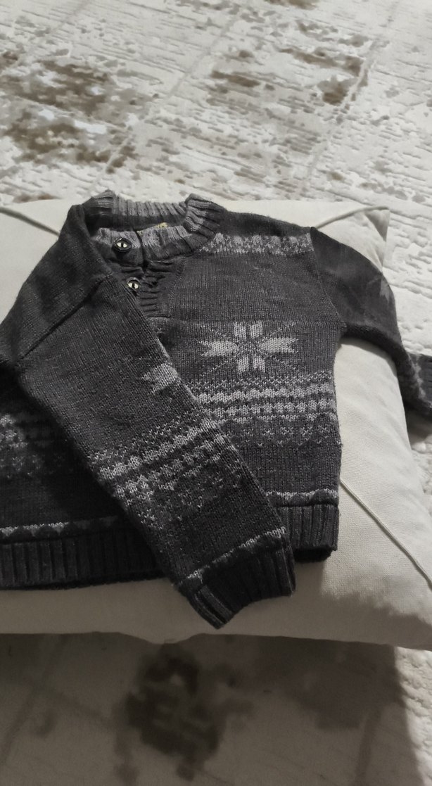 Gri Erkek Çocuk Triko Kazak - Görsel 2