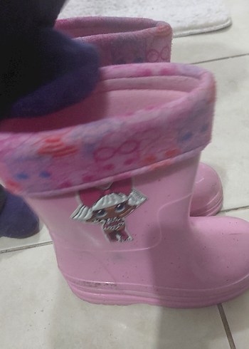 Pembe Kız Çocuk Lastik Çizme Fırfırlı - Görsel 3