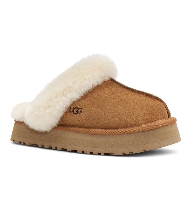 UGG Orijinal Bej Kadın Süet Kürklü Platform Terlik - Görsel 2