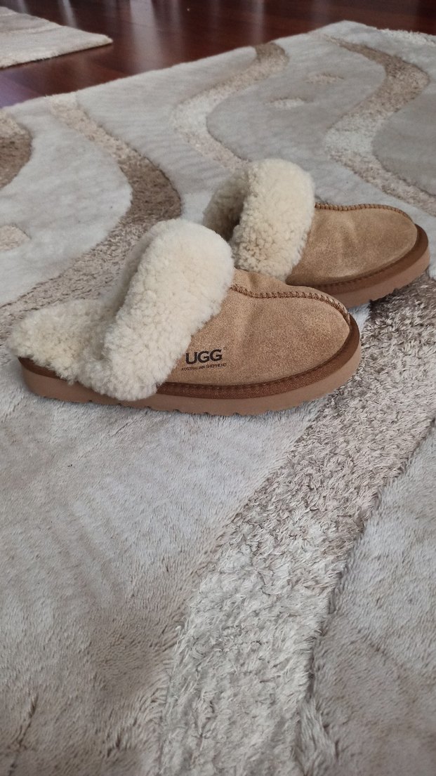 UGG Orijinal Bej Kadın Süet Kürklü Platform Terlik - Görsel 5