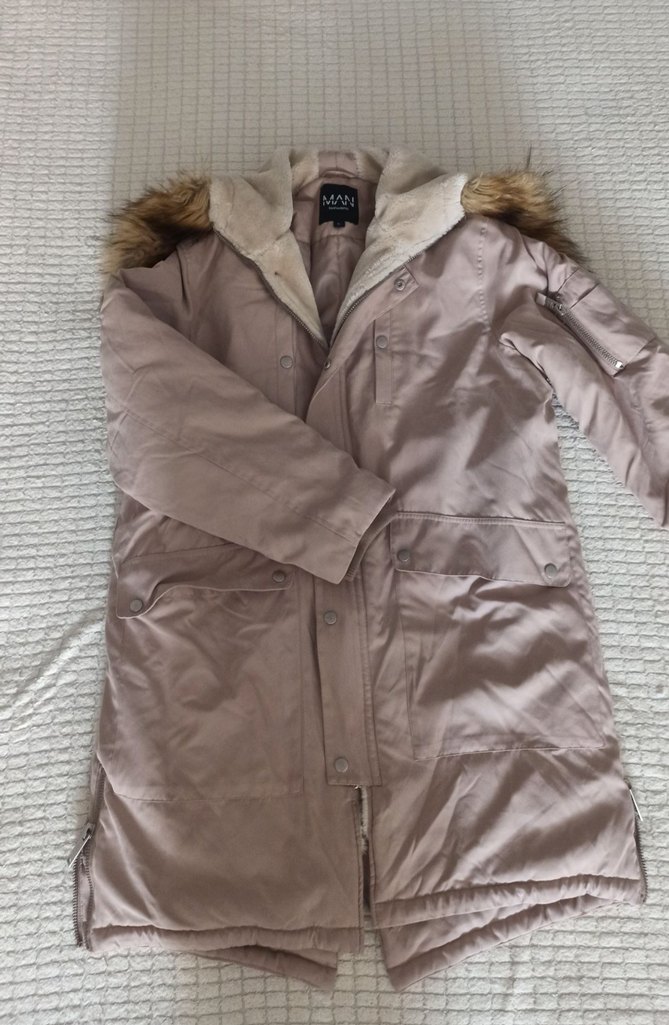 Uzun Bej Erkek Kışlık Mont Kürklü Kapüşonlu - Görsel 3