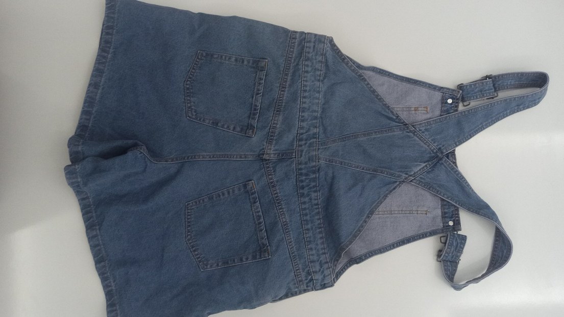 Kızlar için düğmeli bol kesim kot tulum - Görsel 3