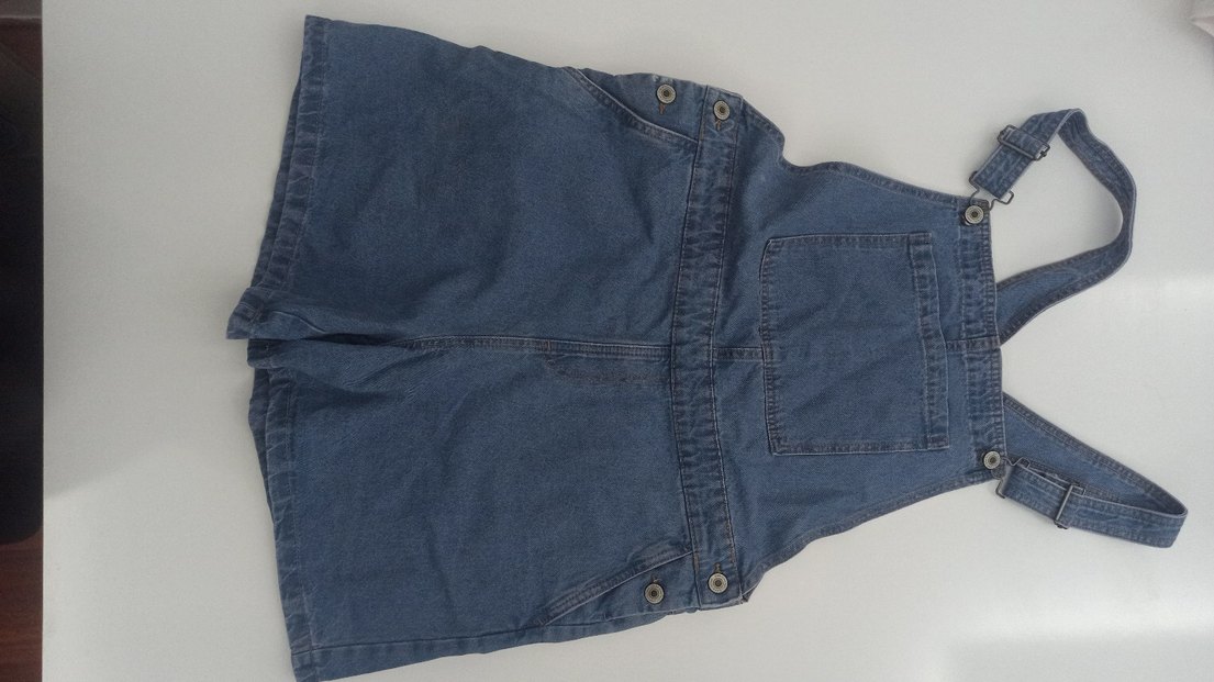 Kızlar için düğmeli bol kesim kot tulum - Görsel 2