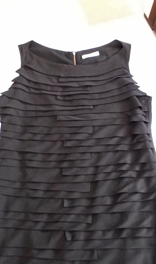 EKOL Piliseli Siyah Midi V Yaka Elbise - Görsel 2