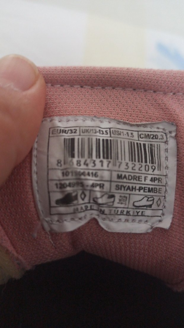 Siyah-Pembe Kız Çocuk Spor Ayakkabı Velcro - Görsel 4