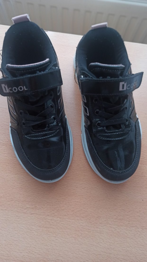 Siyah-Pembe Kız Çocuk Spor Ayakkabı Velcro - Görsel 2