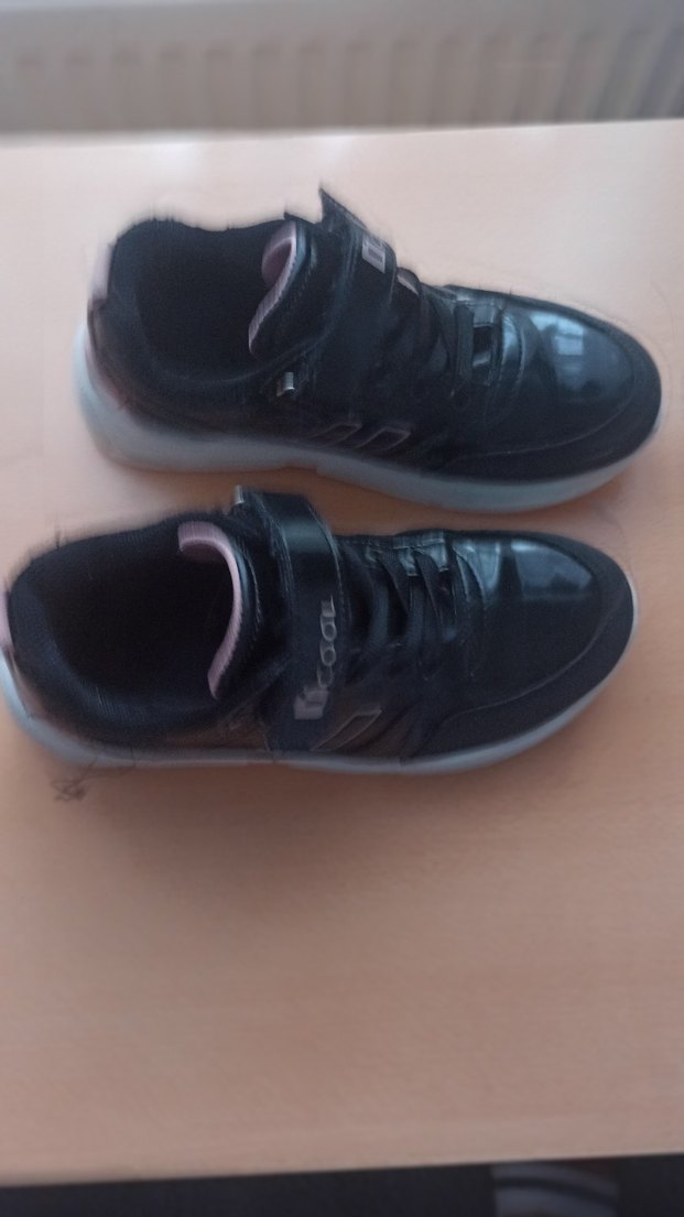 Siyah-Pembe Kız Çocuk Spor Ayakkabı Velcro - Görsel 3