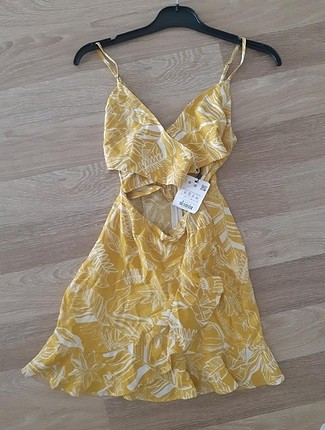 Pull & Bear - Sarı Mini Elbise