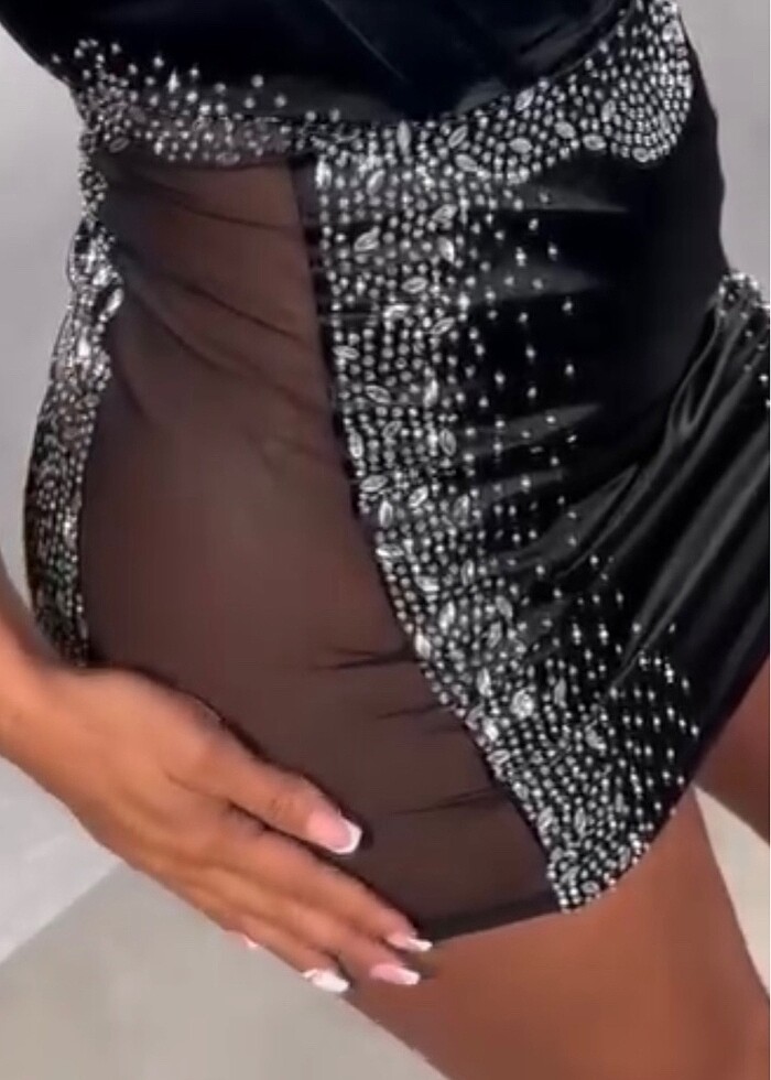 TASARIM TAŞLI GECE ELBİSESİ - Görsel 2