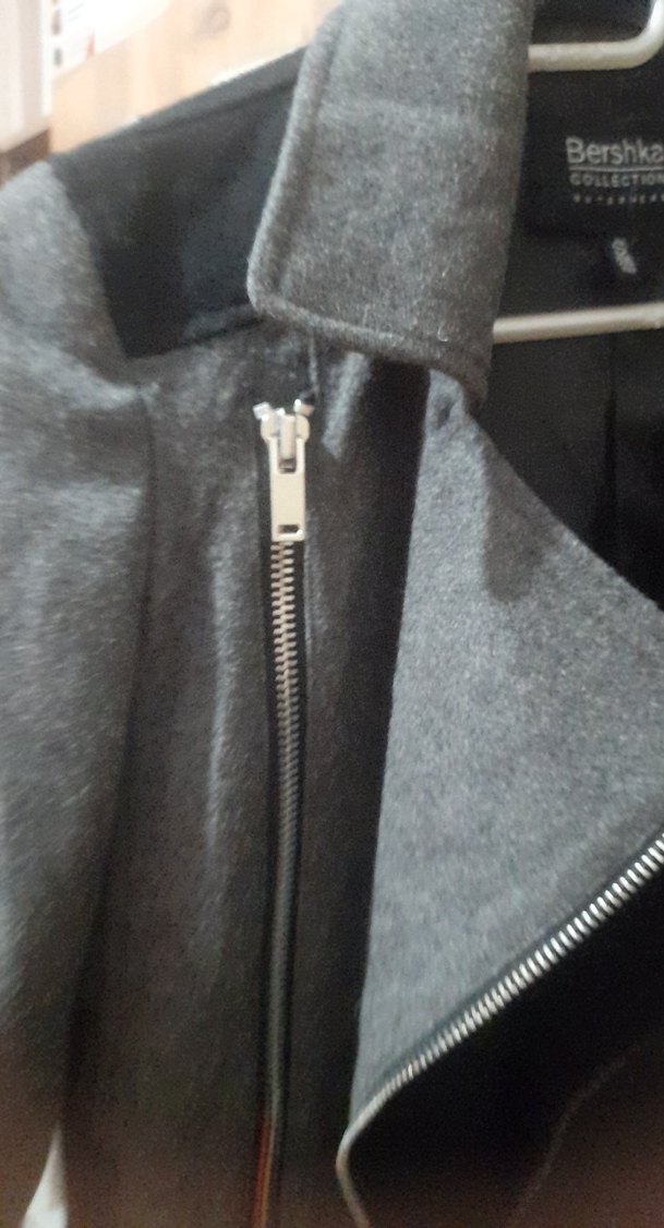 Gri Biker Fermuarlı Kadın Ceket - Görsel 3