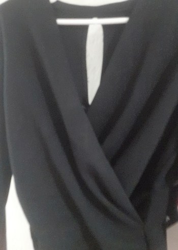 Kemerli Siyah V Yaka Kadın Bluz - Görsel 3