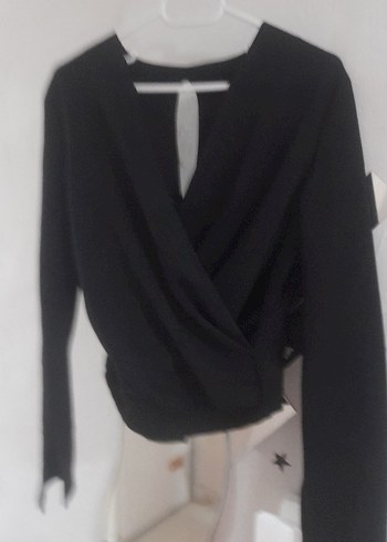 Kemerli Siyah V Yaka Kadın Bluz - Görsel 2