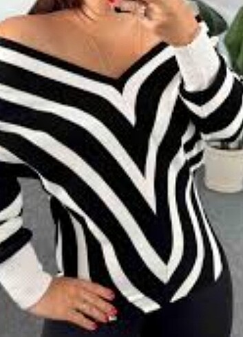 Kadın v yaka kazak  - Görsel 3