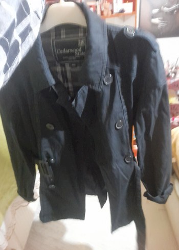 Düğmeli Siyah Kadın Trençkot - Görsel 5