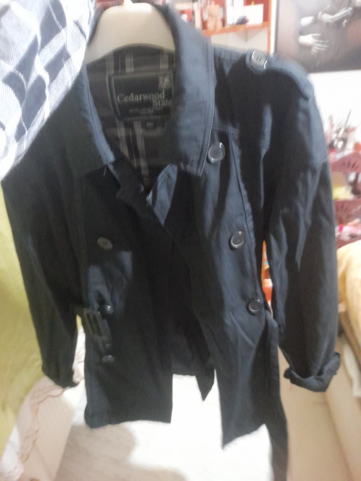 Düğmeli Siyah Kadın Trençkot - Görsel 5