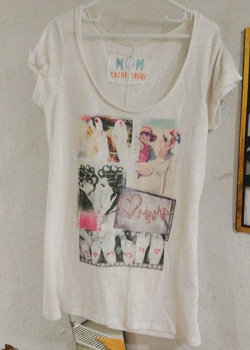 Baskılı Pamuklu Hamile Tişörtü, Kısa Kollu - Görsel 2