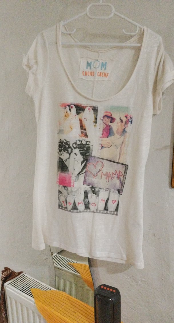 Baskılı Pamuklu Hamile Tişörtü, Kısa Kollu - Görsel 4