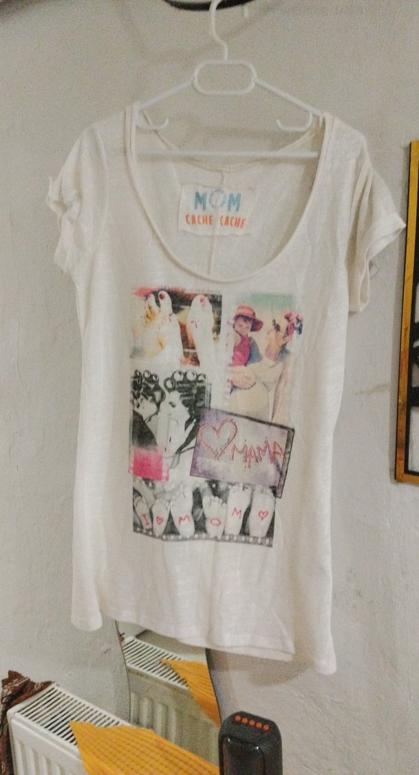 Baskılı Pamuklu Hamile Tişörtü, Kısa Kollu - Görsel 2