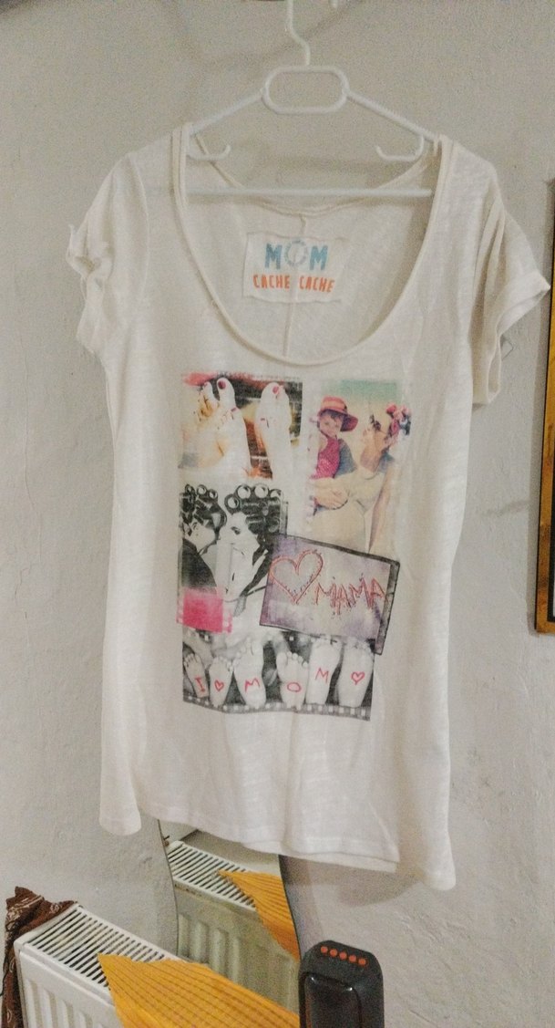 Baskılı Pamuklu Hamile Tişörtü, Kısa Kollu - Görsel 3