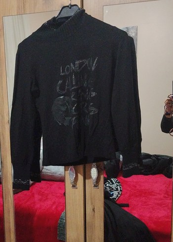 Kızlar için Siyah Deri Goth Balıkçı Yaka Gömlek - Görsel 2