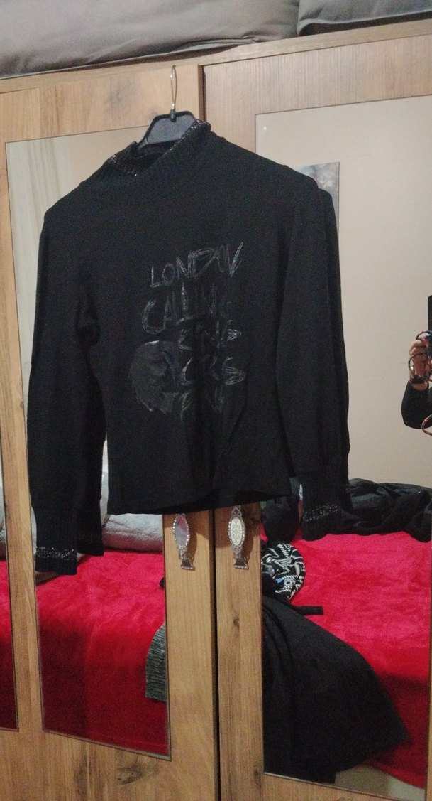 Kızlar için Siyah Deri Goth Balıkçı Yaka Gömlek - Görsel 3