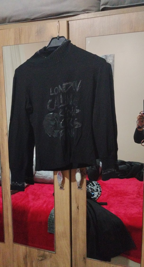 Kızlar için Siyah Deri Goth Balıkçı Yaka Gömlek - Görsel 2