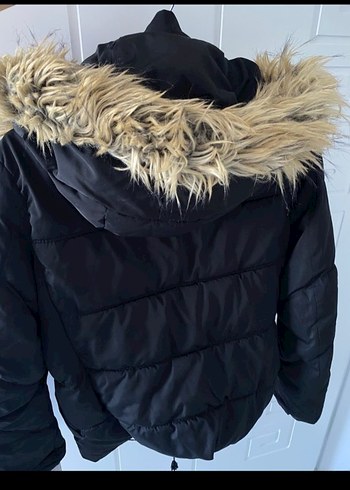 Kürk Detaylı Siyah Kadın Kışlık Mont - Görsel 2