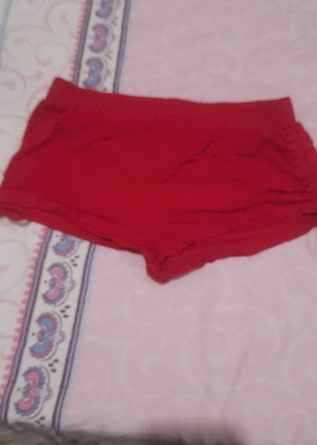 Kırmızı Mini Elastik Hamile Şortu - Görsel 2